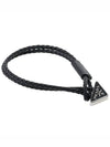 Nappa Braided Triangle Logo Bracelet Black - PRADA - BALAAN.