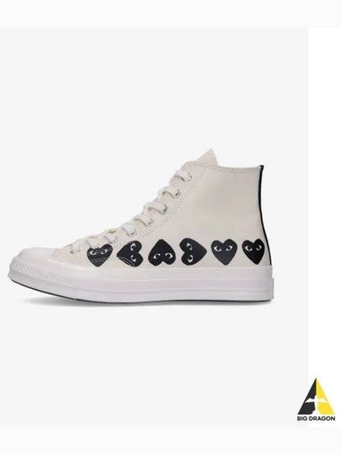 COMME DES GARCONS PLAY CONVERSE Chuck 70 Multi Heart High Top Sneakers Beige P1K1272 - COMME DES GARCONS PLAY - BALAAN 1