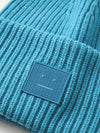 Face Patch Ribbed Wool Beanie Blue - ACNE STUDIOS - BALAAN 7