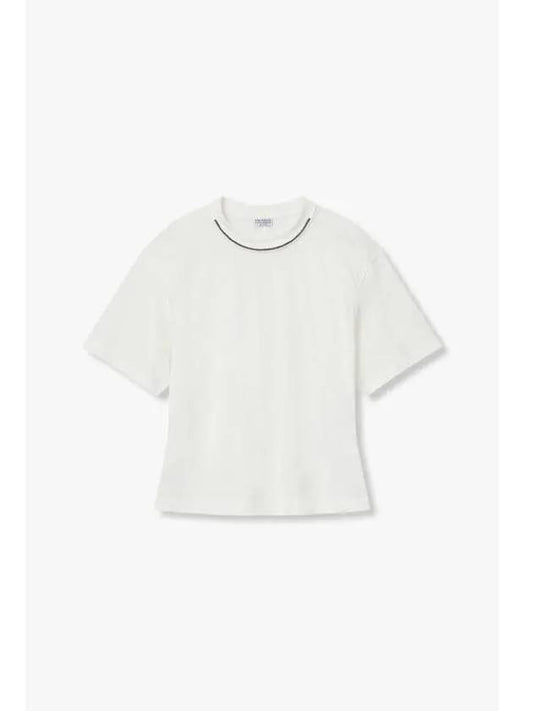 Women s Monili Crew Neck Cotton T Shirt White - BRUNELLO CUCINELLI - BALAAN 1