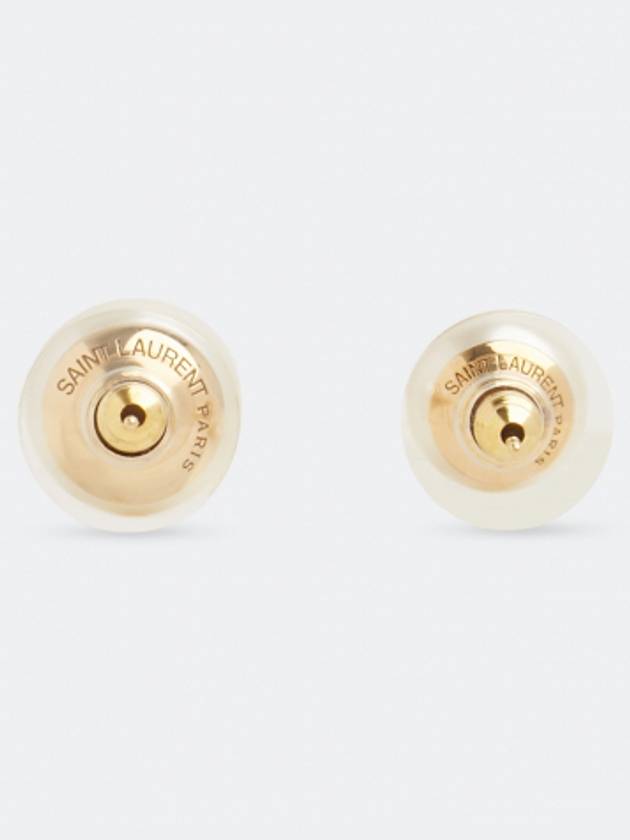 Cassandre Pearl Earrings in Metal Gold And Cream - SAINT LAURENT - BALAAN 8