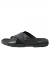 Crisscross Leather Slide Slippers Black - PRADA - BALAAN 2