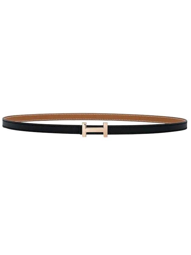 Women's Focus Buckle Reversible Leather Belt Black Rose Gold - HERMES - BALAAN 1