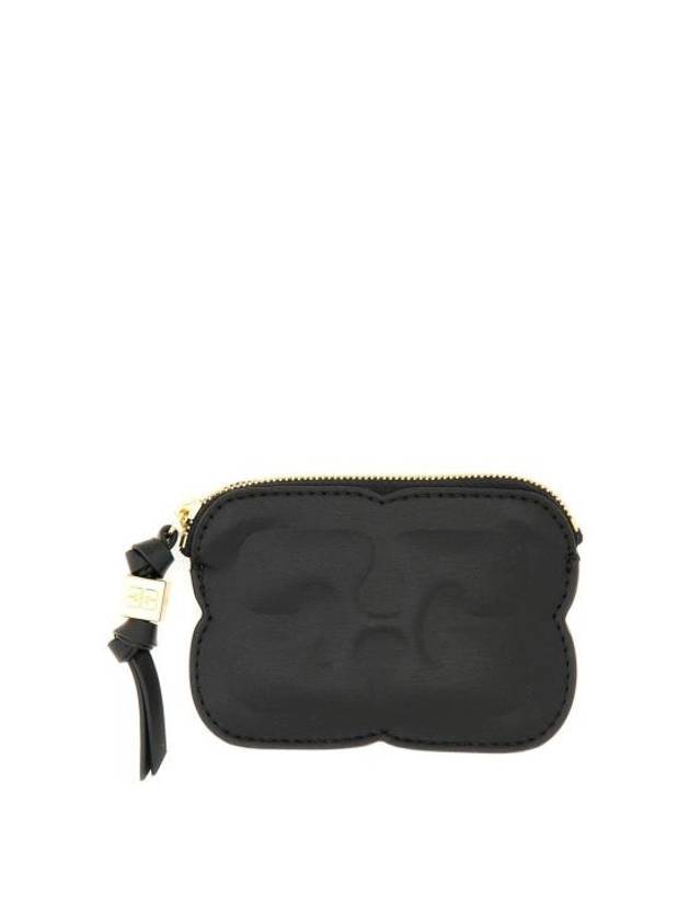 Logo Leather Card Wallet Black - GANNI - BALAAN 2