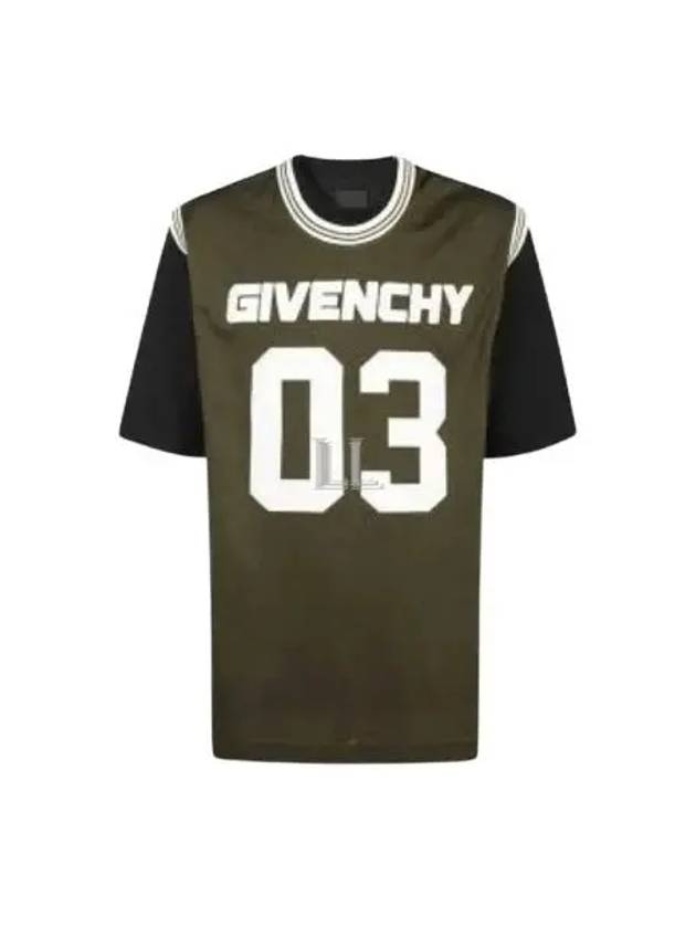 Overlapped Mesh and Jersey Short Sleeved T-Shirt Black Khaki - GIVENCHY - BALAAN 2