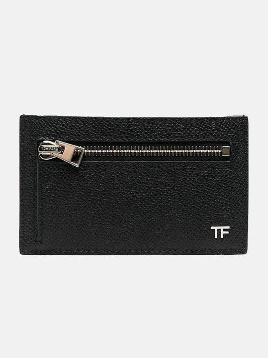 Logo Leather Card Wallet Black - TOM FORD - BALAAN 2