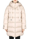 Women s Hooded Satin Down Padded Jacket Beige PI1304D 12170Z 1985 - HERNO - BALAAN 2