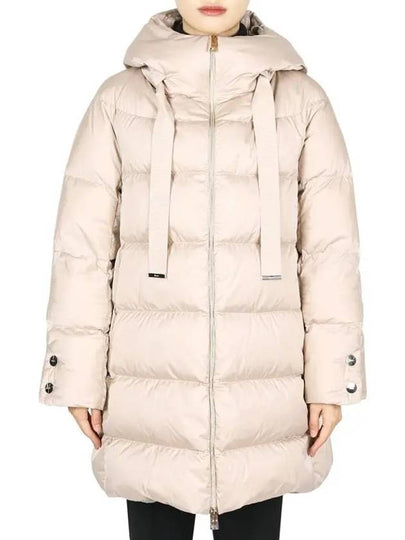 Women s Hooded Satin Down Padded Jacket Beige PI1304D 12170Z 1985 - HERNO - BALAAN 2