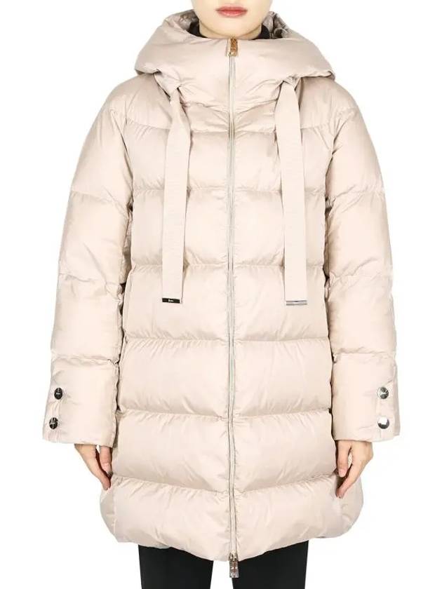 Women s Hooded Satin Down Padded Jacket Beige PI1304D 12170Z 1985 - HERNO - BALAAN 1