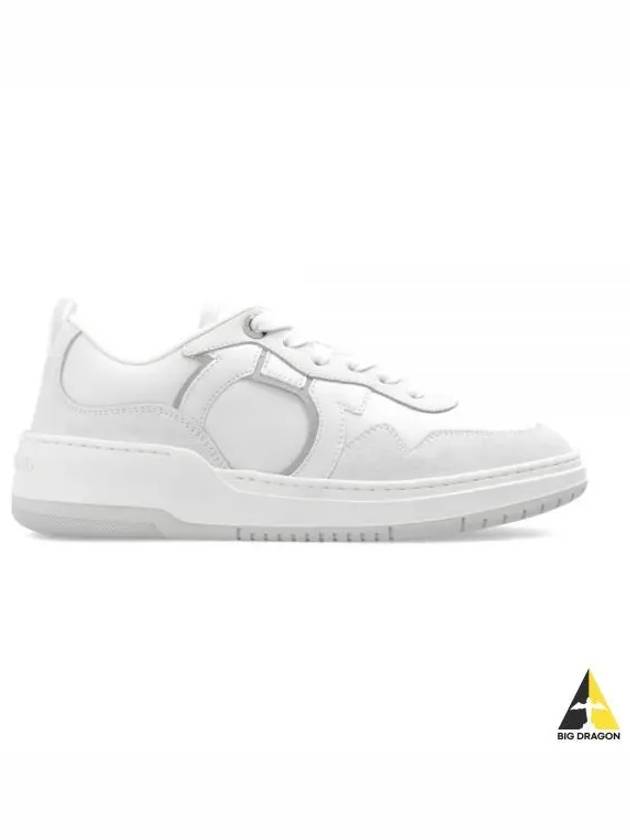 Gancini Leather Low Top Sneakers White - SALVATORE FERRAGAMO - BALAAN 2