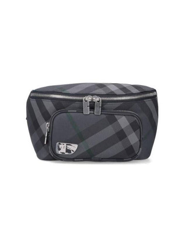 Grid Check Belt Bag Charcoal - BURBERRY - BALAAN 1