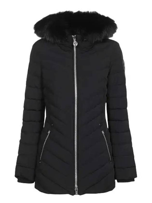 Women's Roselan Hooded Padded Black Fur Black - MOOSE KNUCKLES - BALAAN 2