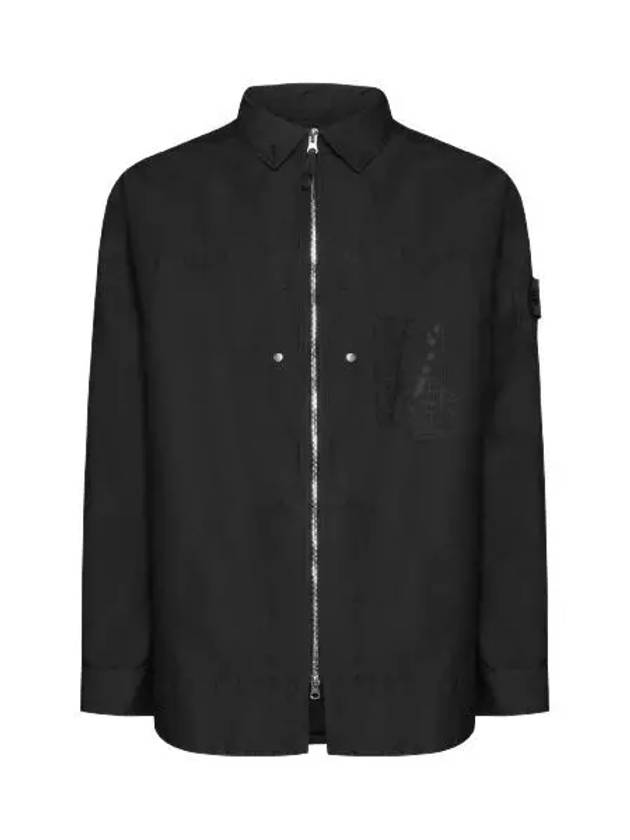 Shadow Project Hidden Badge Graphic Over Long Sleeve Shirt Black - STONE ISLAND - BALAAN 2