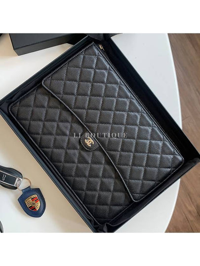 CC Logo Classic Flap Caviar Clutch Bag Black - CHANEL - BALAAN 2