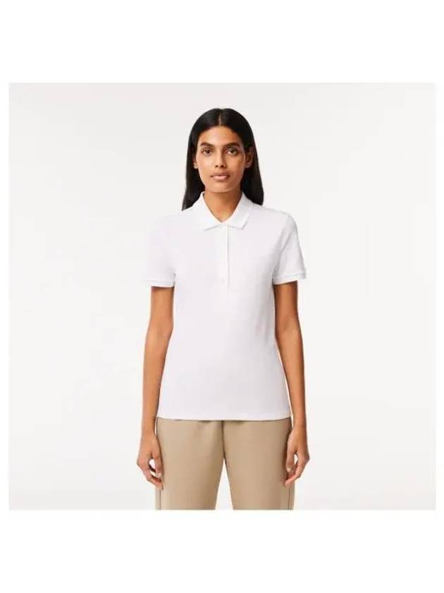 Women s 4 Button Slim Fit Polo Shirt White - LACOSTE - BALAAN 1