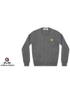 Comme des Gar ons Gold Wappen Wool Round Neck Cardigan Charcoal - COMME DES GARCONS PLAY - BALAAN 3