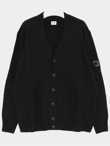 Lambswool GRS Buttoned Cardigan Black - CP COMPANY - BALAAN 1