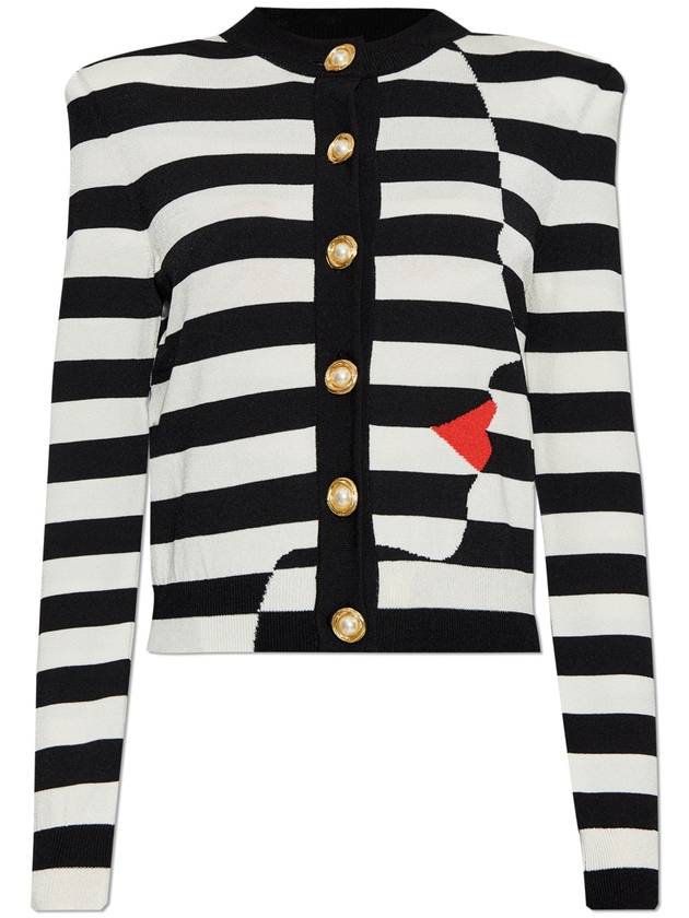 Balmain Cardigan With Stripe Pattern, Women's, Black - BALMAIN - BALAAN 1