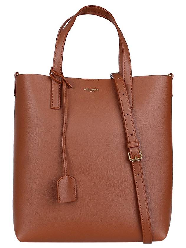 Shopping Toy Supple Leather Tote Bag Brown - SAINT LAURENT - BALAAN 3