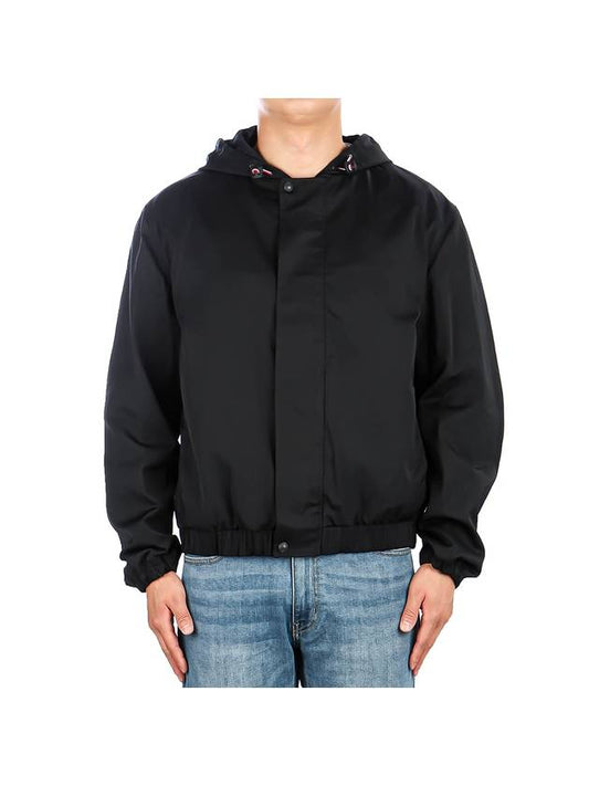 Men's Zip Hooded Jacket Black - THOM BROWNE - BALAAN 1
