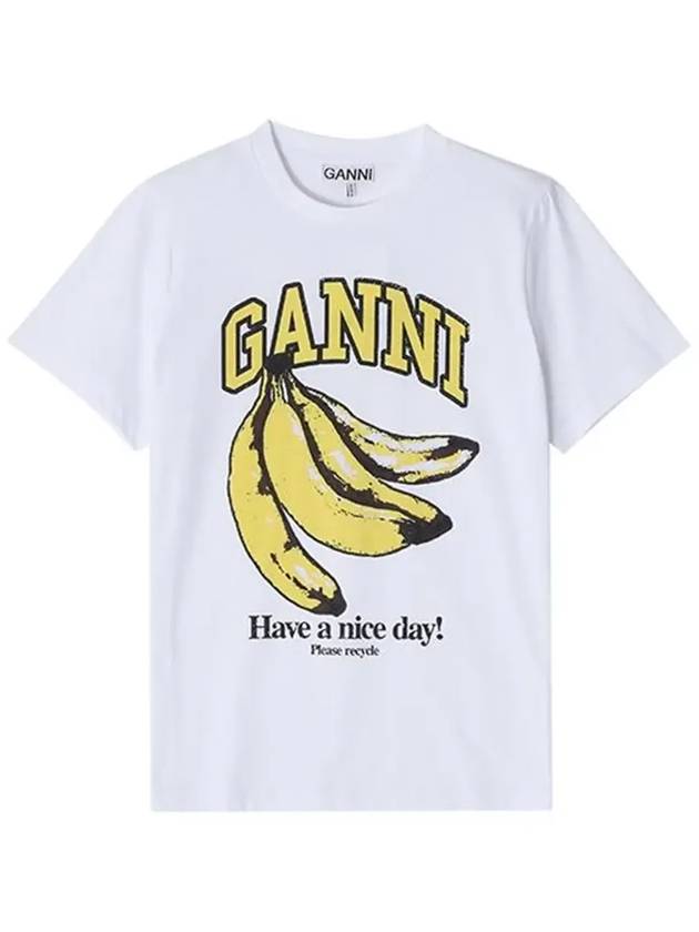 Basic Jersey Banana Relaxed Short Sleeve T-Shirt White - GANNI - BALAAN 5