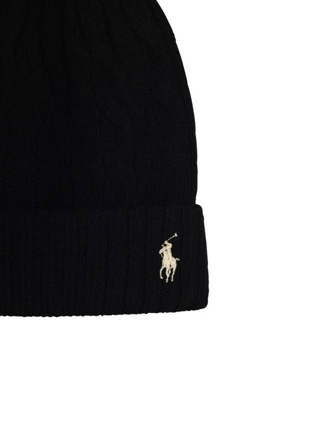 Cable Knit Beanie Black - POLO RALPH LAUREN - BALAAN 4