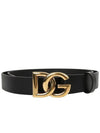 Men's DG Buckle Leather Belt Black Gold - DOLCE&GABBANA - BALAAN.