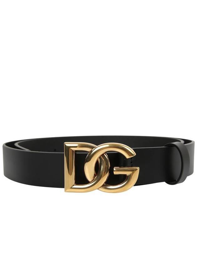 Logo Leather Belt Black Gold - DOLCE&GABBANA - BALAAN 1