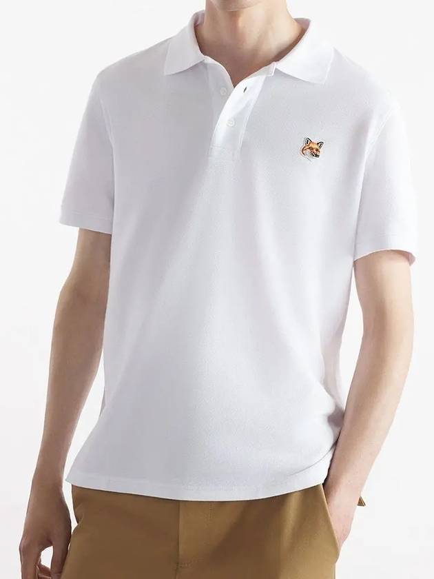 Fox Head Patch Cotton Polo Shirt White - MAISON KITSUNE - BALAAN 4