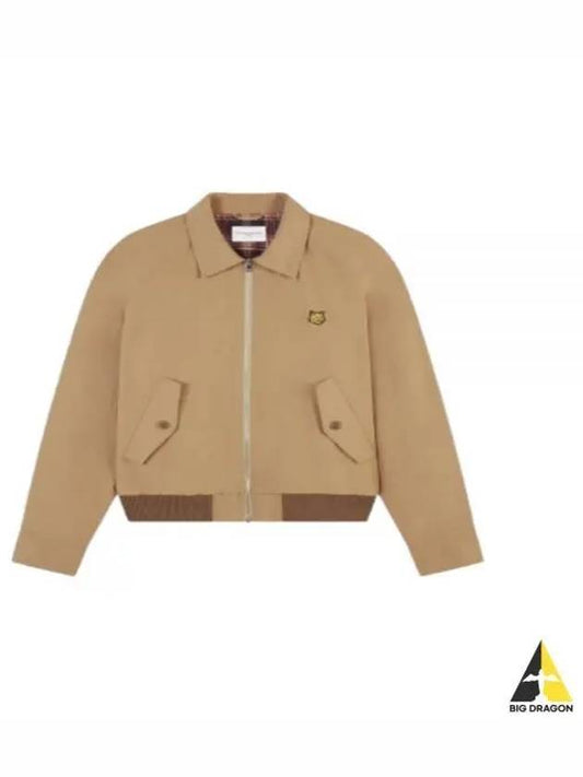 Harrington Technical Cotton Gabardine with Bold Fox Head Patch Jacket Beige - MAISON KITSUNE - BALAAN 2