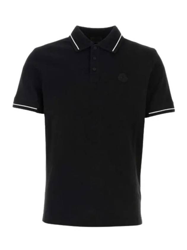 Men's Logo Patch Cotton Short Sleeve Polo Shirt Black - MONCLER - BALAAN 4