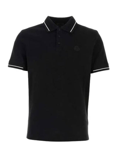 Men's Logo Patch Cotton Short Sleeve Polo Shirt Black - MONCLER - BALAAN 2