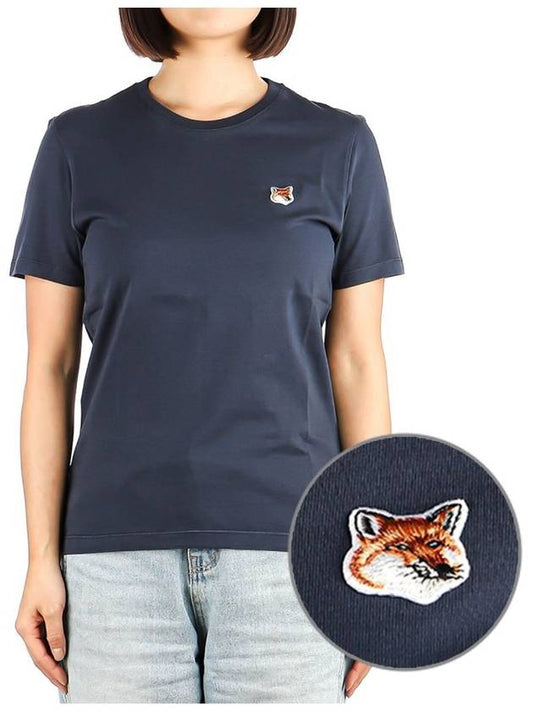 LW00105KJ0008 INK BLUE Women s Foxhead Short Sleeve T Shirt - MAISON KITSUNE - BALAAN 1