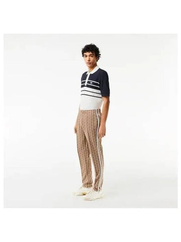 Men s Monogram Track Pants Beige - LACOSTE - BALAAN 1