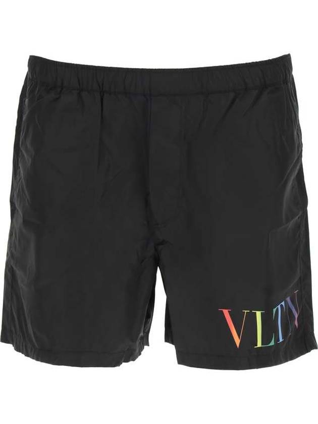 Rainbow VLTN Logo Swim Shorts Black - VALENTINO - BALAAN 1