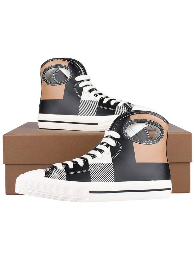 Porthole Detail Check High Top Sneakers - BURBERRY - 10