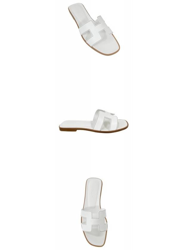 Oran Calfskin Slippers Blanc - HERMES - BALAAN 5