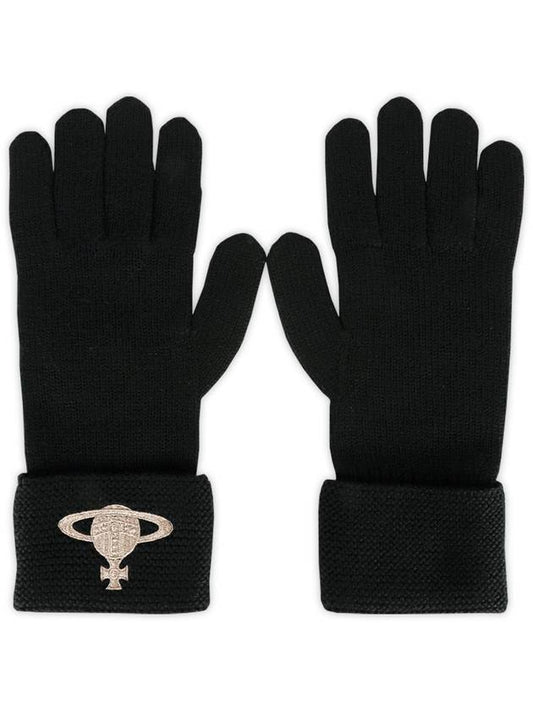 Logo Knit Gloves Black - VIVIENNE WESTWOOD - BALAAN 2