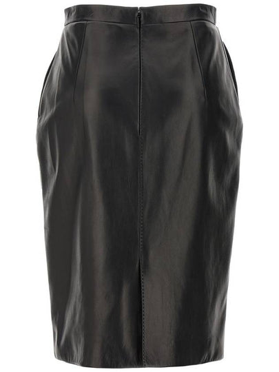 Saint Laurent Leather Midi Skirt - SAINT LAURENT - BALAAN 2