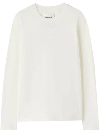 Logo Print Long Sleeve T Shirt White - JIL SANDER - BALAAN 1