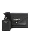 Saffiano Envelope Mini Cross Bag Black - PRADA - BALAAN 1