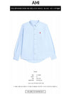 Heart Logo Oxford Button Down Long Sleeve Shirt Sky Blue - AMI - BALAAN 3