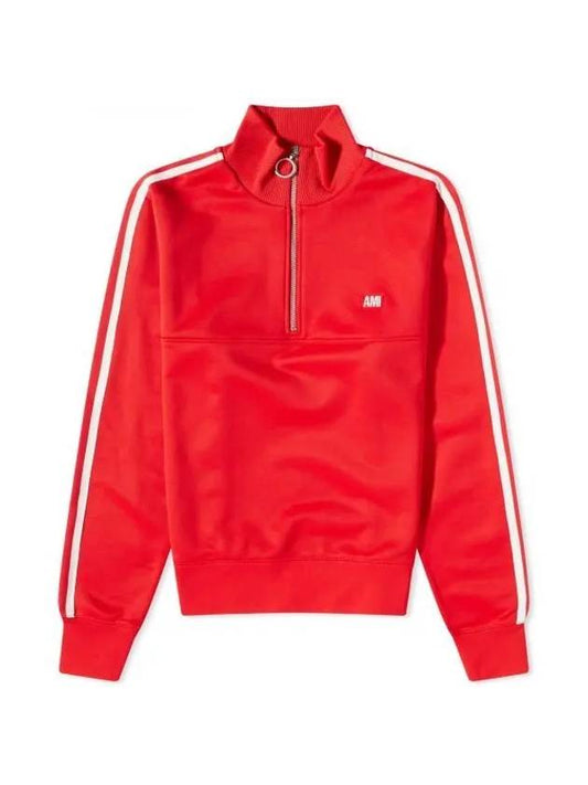 Track Quarter Zipper Sweatshirt Red - AMI - BALAAN 1