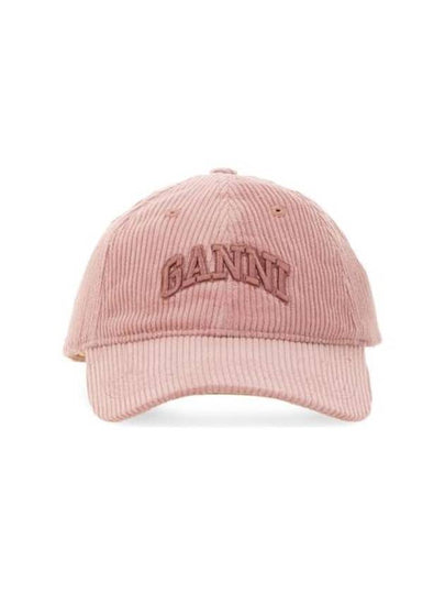 Embroidered Logo Corduroy Ball Cap Pink - GANNI - BALAAN 2