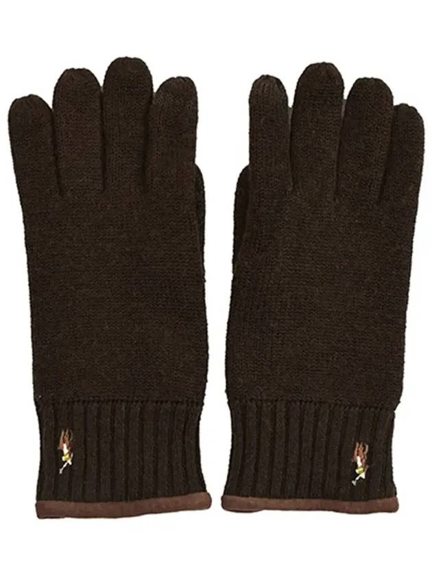 Pony Touchscreen Leather Patch Gloves Brown - POLO RALPH LAUREN - BALAAN 4