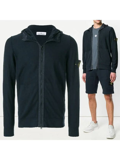 Men's Signature Wappen Hooded Zip Up Navy - STONE ISLAND - BALAAN 2