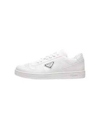 Downtown Triagle Logo Leather Low Top Sneakers White - PRADA - BALAAN 2