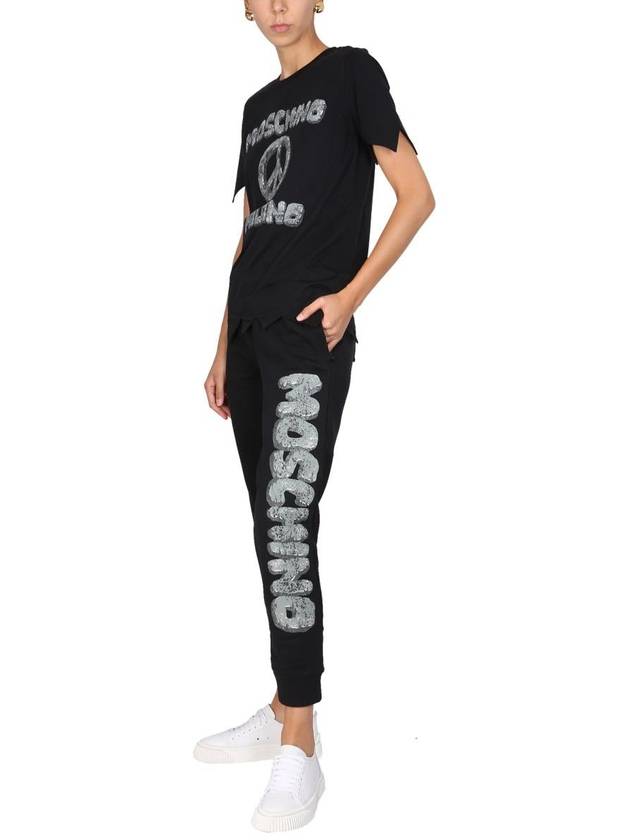 Women's Logo Graphic Print Track Pants Black - MOSCHINO - BALAAN 3