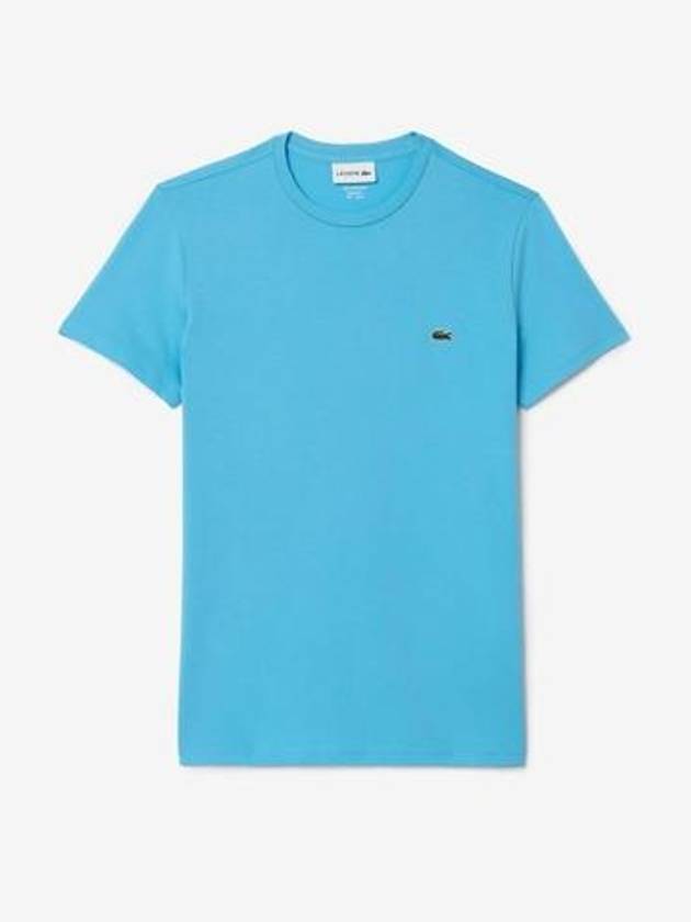 Men's Logo V-Neck Short Sleeve T-shirt Blue - LACOSTE - BALAAN 2