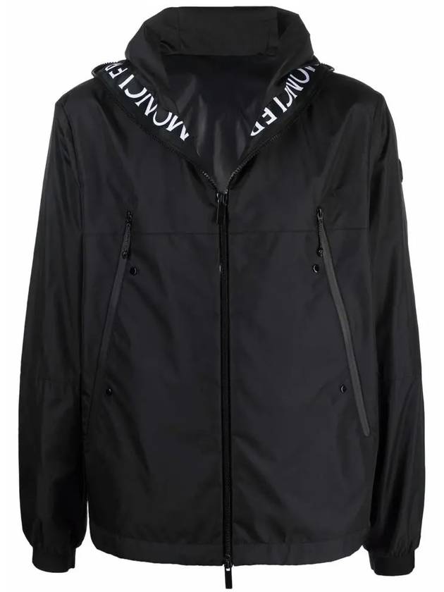 Men's Junichi Logo Patch Hoodie Windbreaker Black - MONCLER - BALAAN 3